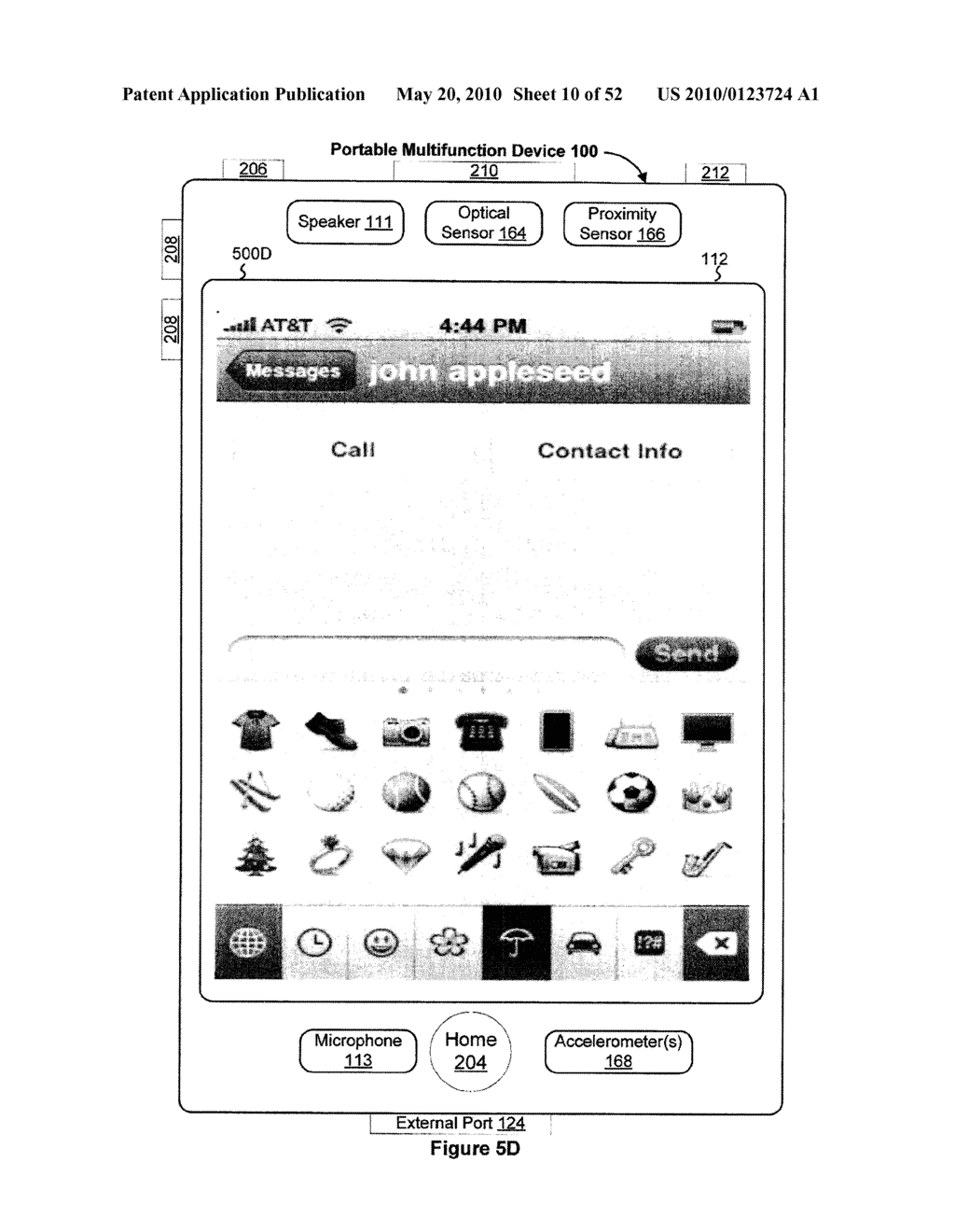 Portable Touch Screen Device, Method, and Graphical User Interface for Using Emoji Characters - diagram, schematic, and image 11