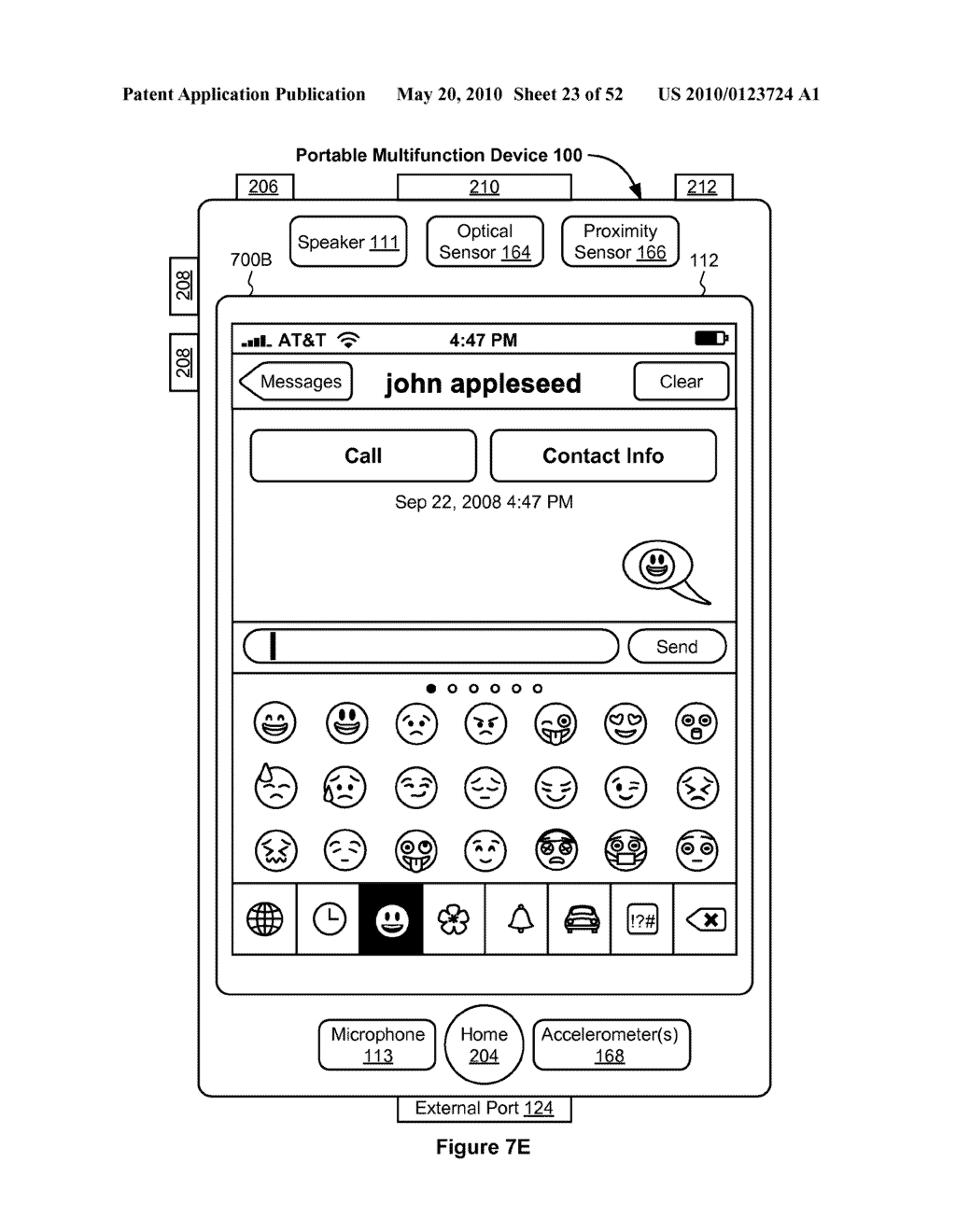 Portable Touch Screen Device, Method, and Graphical User Interface for Using Emoji Characters - diagram, schematic, and image 24