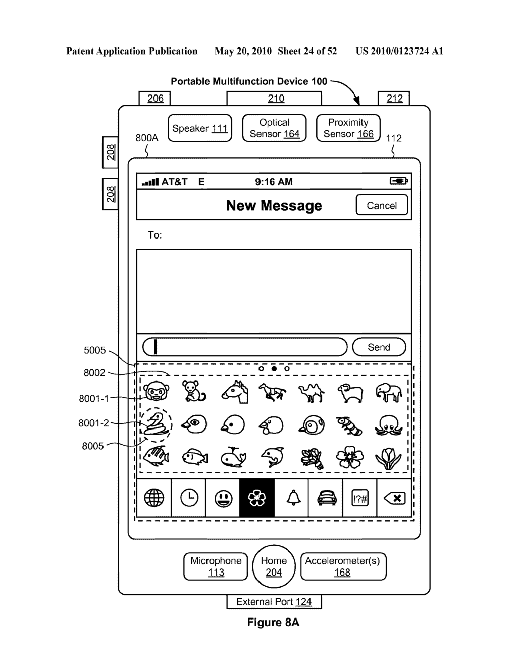 Portable Touch Screen Device, Method, and Graphical User Interface for Using Emoji Characters - diagram, schematic, and image 25