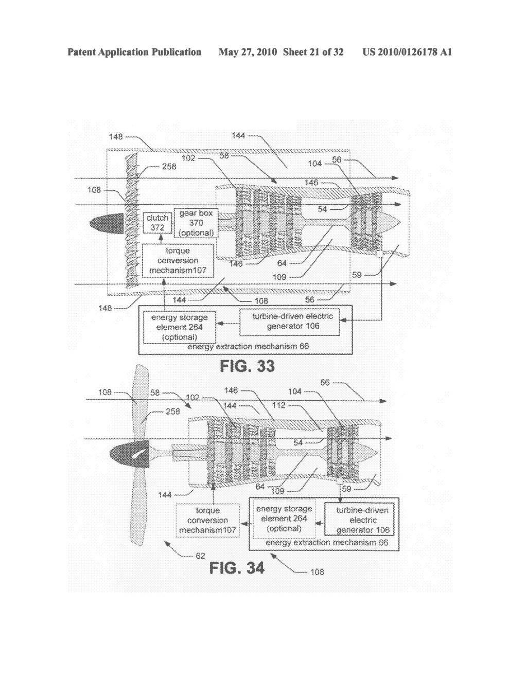 Hybrid propulsive engine including at least one independently rotatable turbine stator - diagram, schematic, and image 22