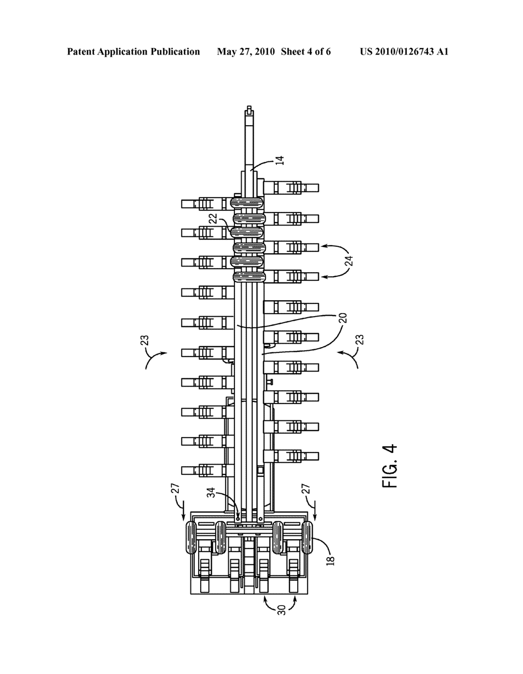 IMPLEMENT FRAME WITH FRONT FOLDING WINGS AND TRANSPORT WHEELS - diagram, schematic, and image 05