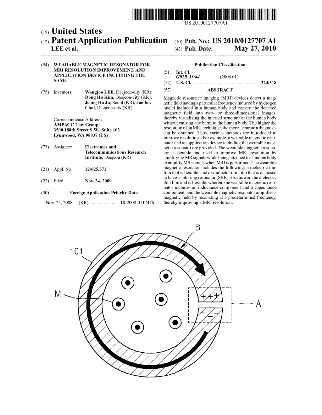 WEARABLE MAGNETIC RESONATOR FOR MRI RESOLUTION IMPROVEMENT, AND APPLICATION DEVICE INCLUDING THE SAME - diagram, schematic, and image 01