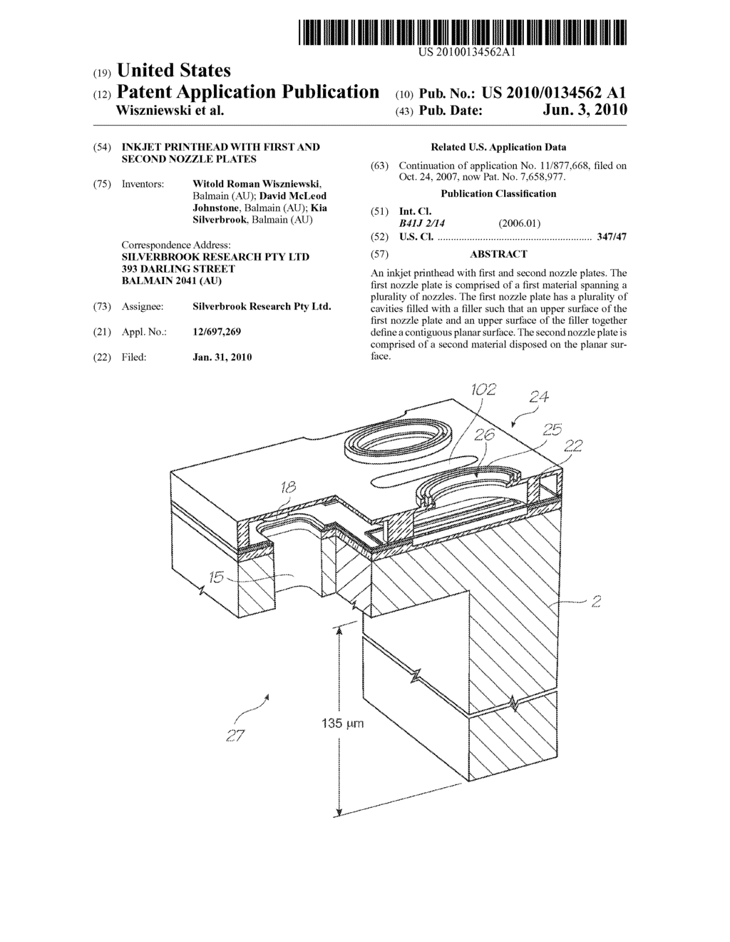 INKJET PRINTHEAD WITH FIRST AND SECOND NOZZLE PLATES - diagram, schematic, and image 01