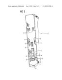 Fastening device for electronic modules on a support rail diagram and image