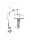 Fastening device for electronic modules on a support rail diagram and image