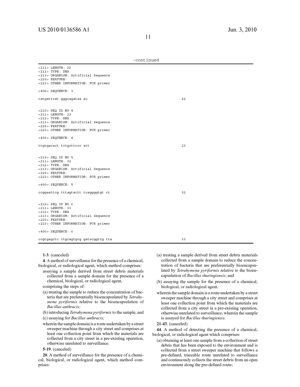 METHOD FOR THE SURVEILLANCE FOR BIOLOGICAL, CHEMICAL AND RADIOLOGICAL AGENTS - diagram, schematic, and image 13