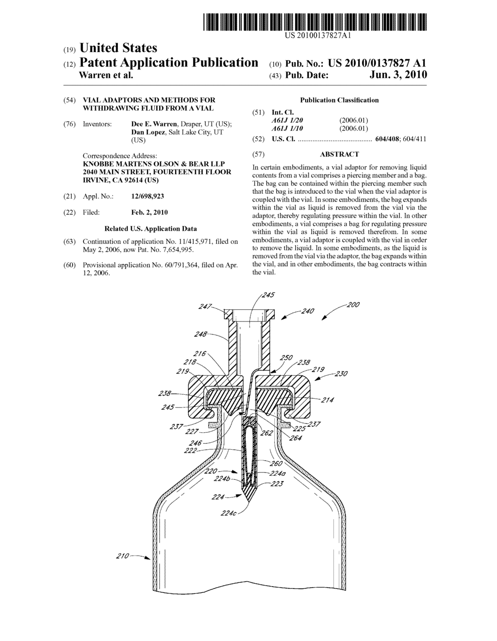 VIAL ADAPTORS AND METHODS FOR WITHDRAWING FLUID FROM A VIAL - diagram, schematic, and image 01