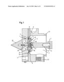 DEVICE FOR THE PRODUCTION OF GRANULATE GRAINS FROM A PLASTIC MELT diagram and image