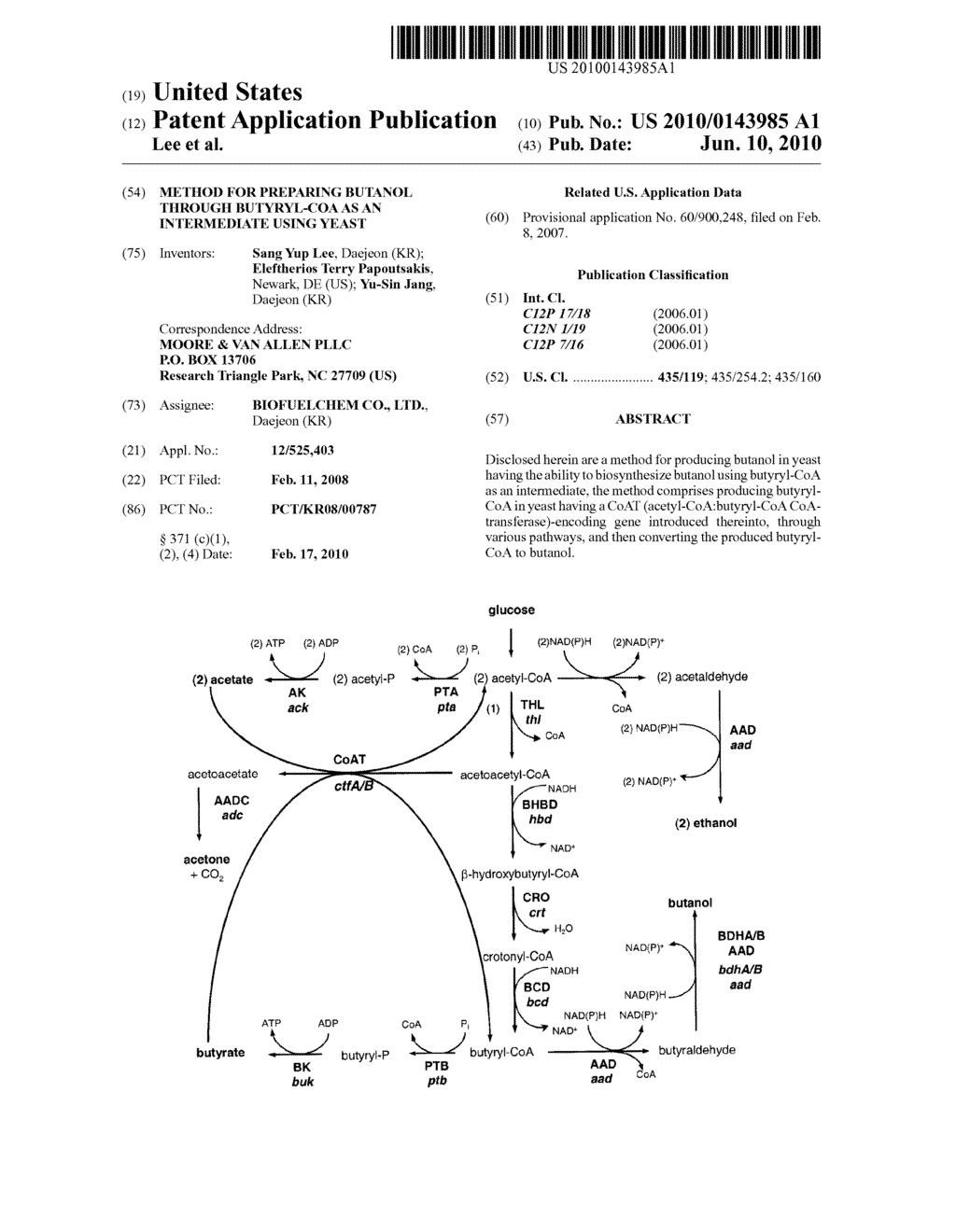 METHOD FOR PREPARING BUTANOL THROUGH BUTYRYL-COA AS AN INTERMEDIATE USING YEAST - diagram, schematic, and image 01