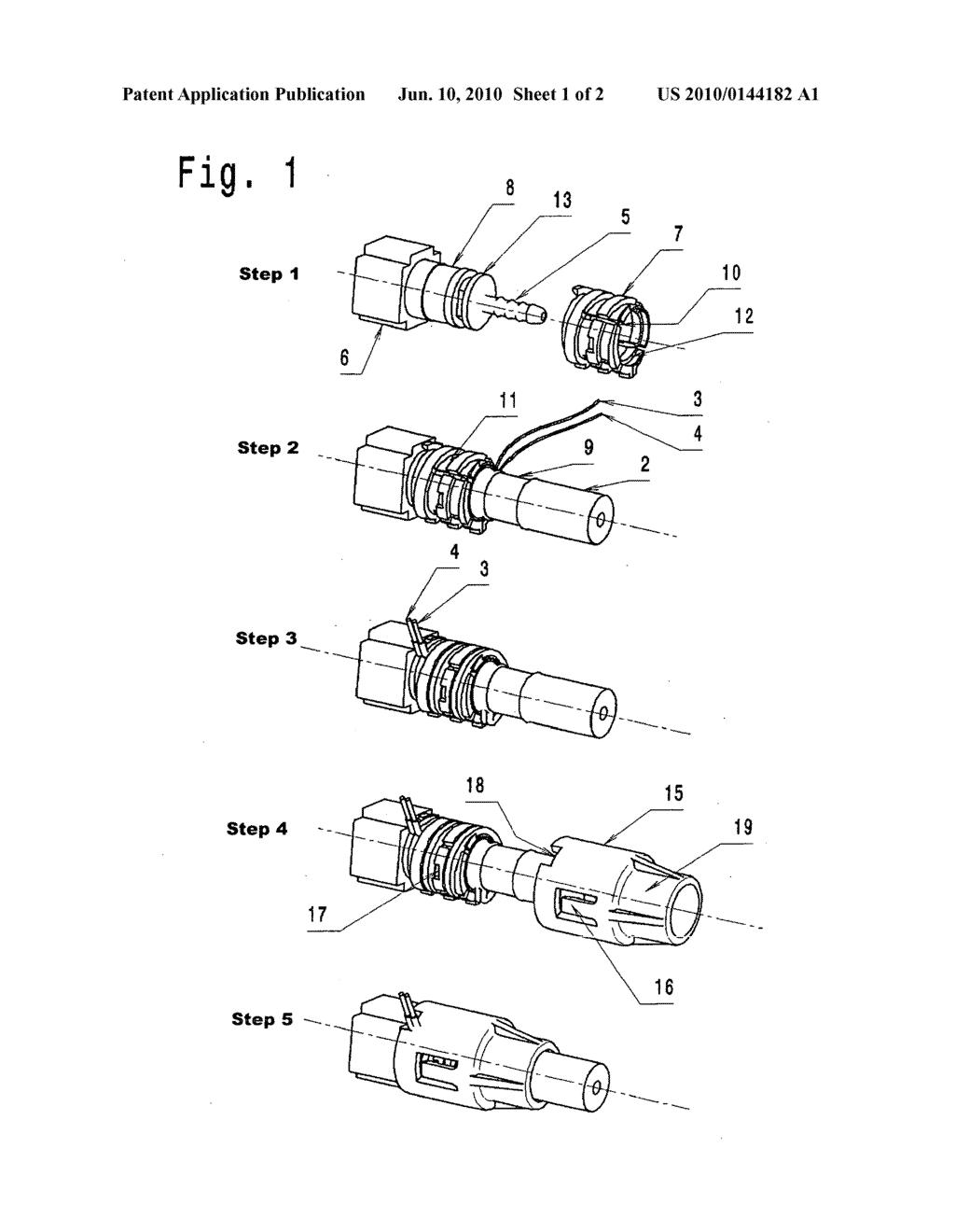 Connector arrangement for a medium-conducting, electrically-heatable hose - diagram, schematic, and image 02