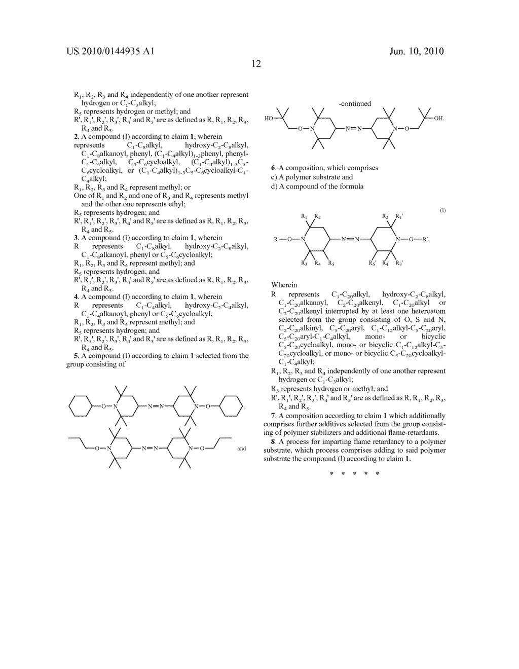 SYMMETRIC AZO COMPOUNDS IN FLAME RETARDANT COMPOSITIONS - diagram, schematic, and image 13