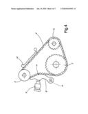 DRIVE FOR AN INTERNAL COMBUSTION ENGINE COMPRISING AN OIL WET TOOTHED BELT AND A TENSIONING SHOE diagram and image