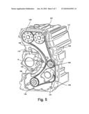 DRIVE FOR AN INTERNAL COMBUSTION ENGINE COMPRISING AN OIL WET TOOTHED BELT AND A TENSIONING SHOE diagram and image