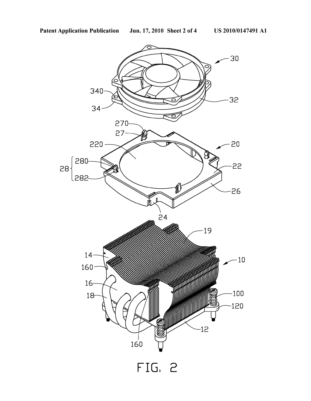 HEAT DISSIPATION DEVICE HAVING A FAN HOLDER FOR ATTACHMENT OF A FAN - diagram, schematic, and image 03