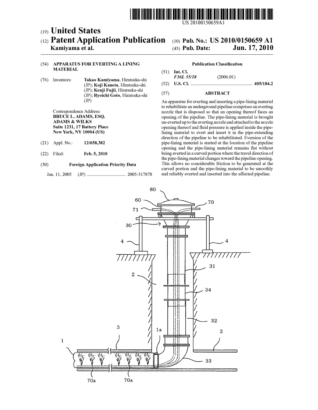 Apparatus for everting a lining material - diagram, schematic, and image 01