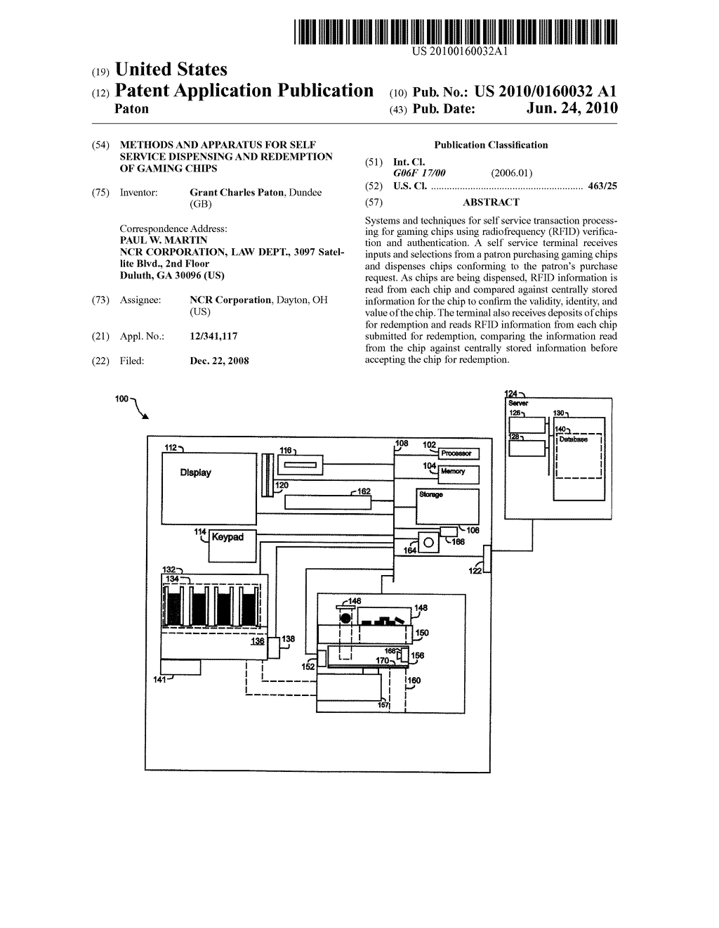 Methods and Apparatus for Self Service Dispensing and Redemption of Gaming Chips - diagram, schematic, and image 01