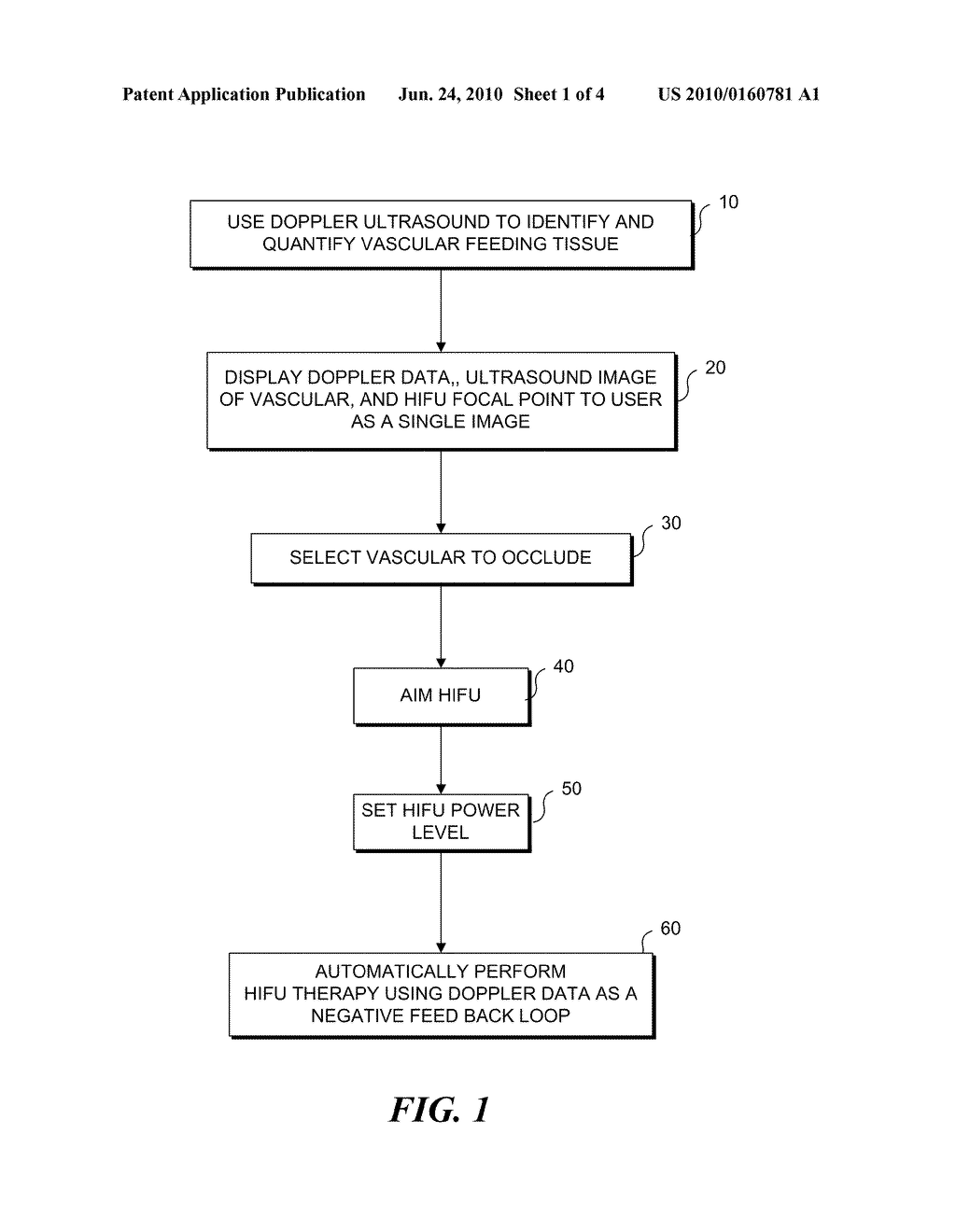 DOPPLER AND IMAGE GUIDED DEVICE FOR NEGATIVE FEEDBACK PHASED ARRAY HIFU TREATMENT OF VASCULARIZED LESIONS - diagram, schematic, and image 02