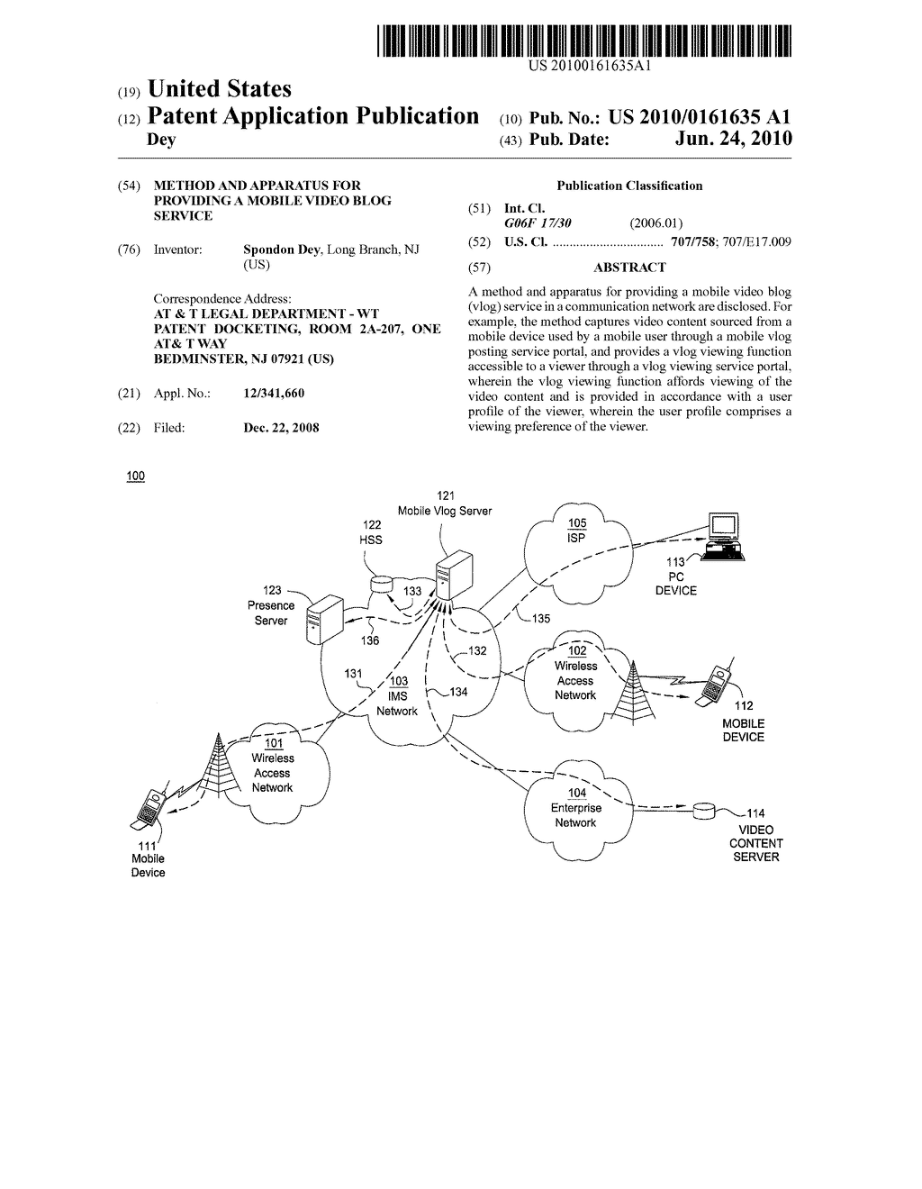 METHOD AND APPARATUS FOR PROVIDING A MOBILE VIDEO BLOG SERVICE - diagram, schematic, and image 01