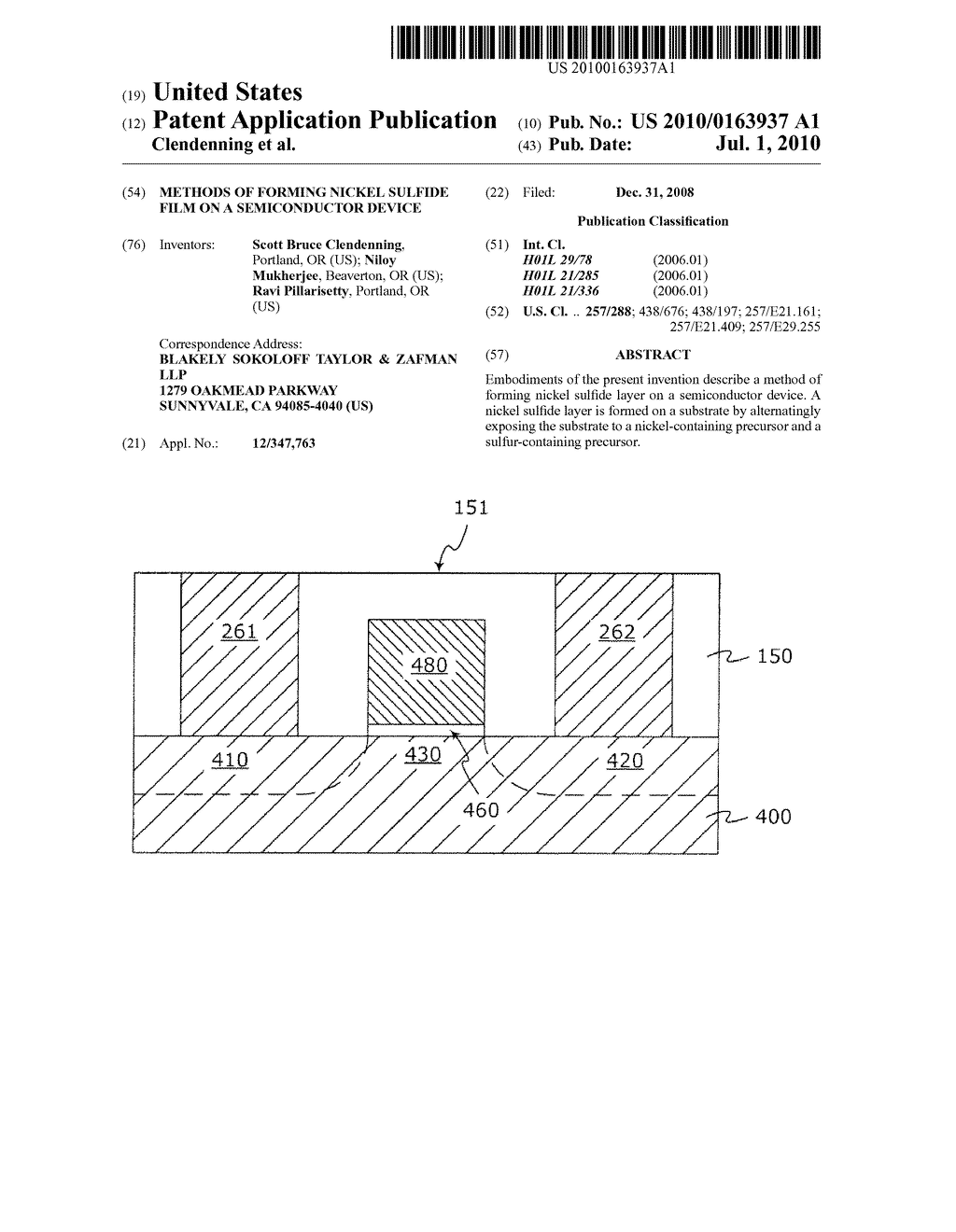 METHODS OF FORMING NICKEL SULFIDE FILM ON A SEMICONDUCTOR DEVICE - diagram, schematic, and image 01