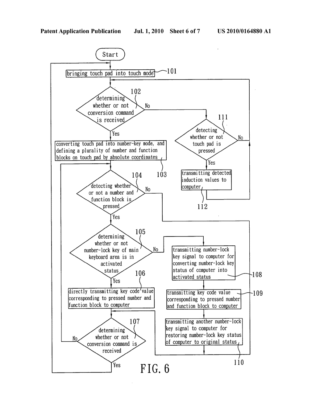 Method of converting touch pad into touch mode or number-key and/or hot-key input mode - diagram, schematic, and image 07