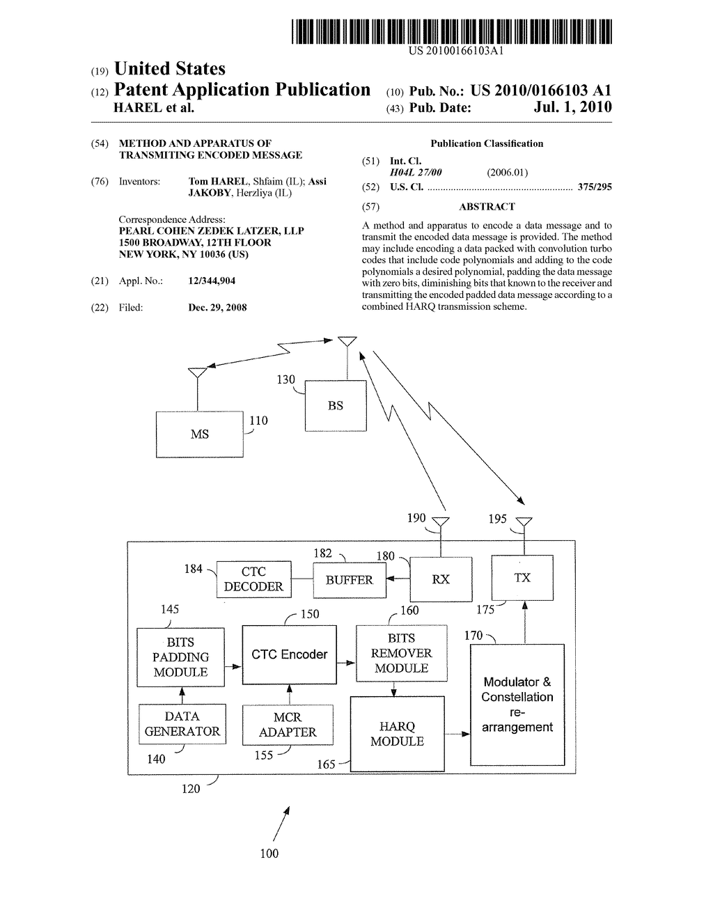 METHOD AND APPARATUS OF TRANSMITING ENCODED MESSAGE - diagram, schematic, and image 01