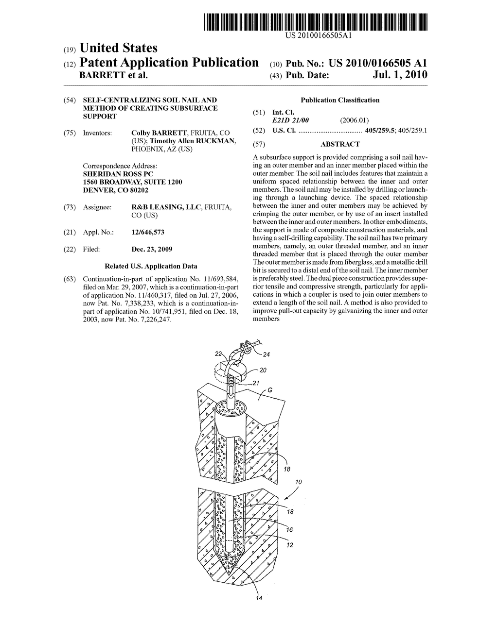 SELF-CENTRALIZING SOIL NAIL AND METHOD OF CREATING SUBSURFACE SUPPORT - diagram, schematic, and image 01