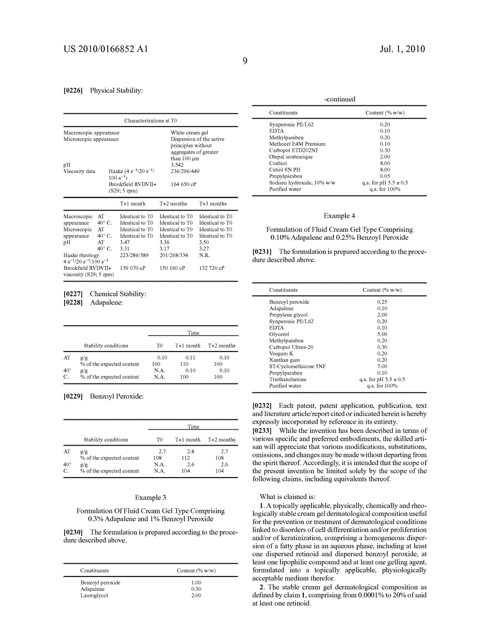 Cream gels comprising at least one retinoid and benzoyl peroxide - diagram, schematic, and image 10