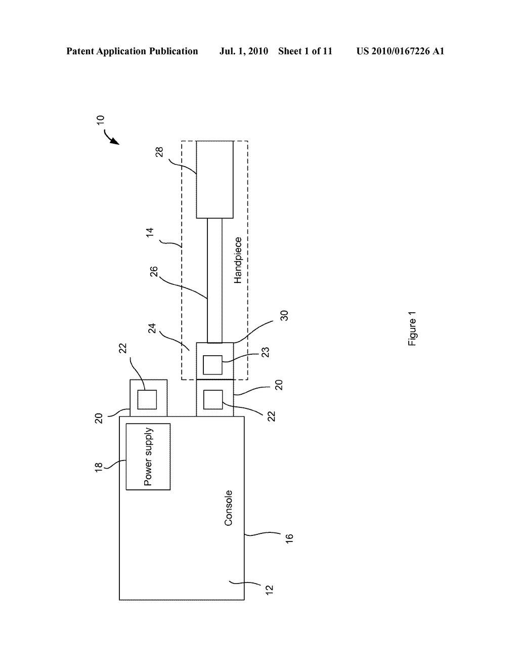 SYSTEM AND METHOD FOR DENTAL APPLICATIONS WITHOUT OPTICAL CONNECTORS IN CONSOLE, AND HANDPIECE ASSEMBLY THEREFOR - diagram, schematic, and image 02