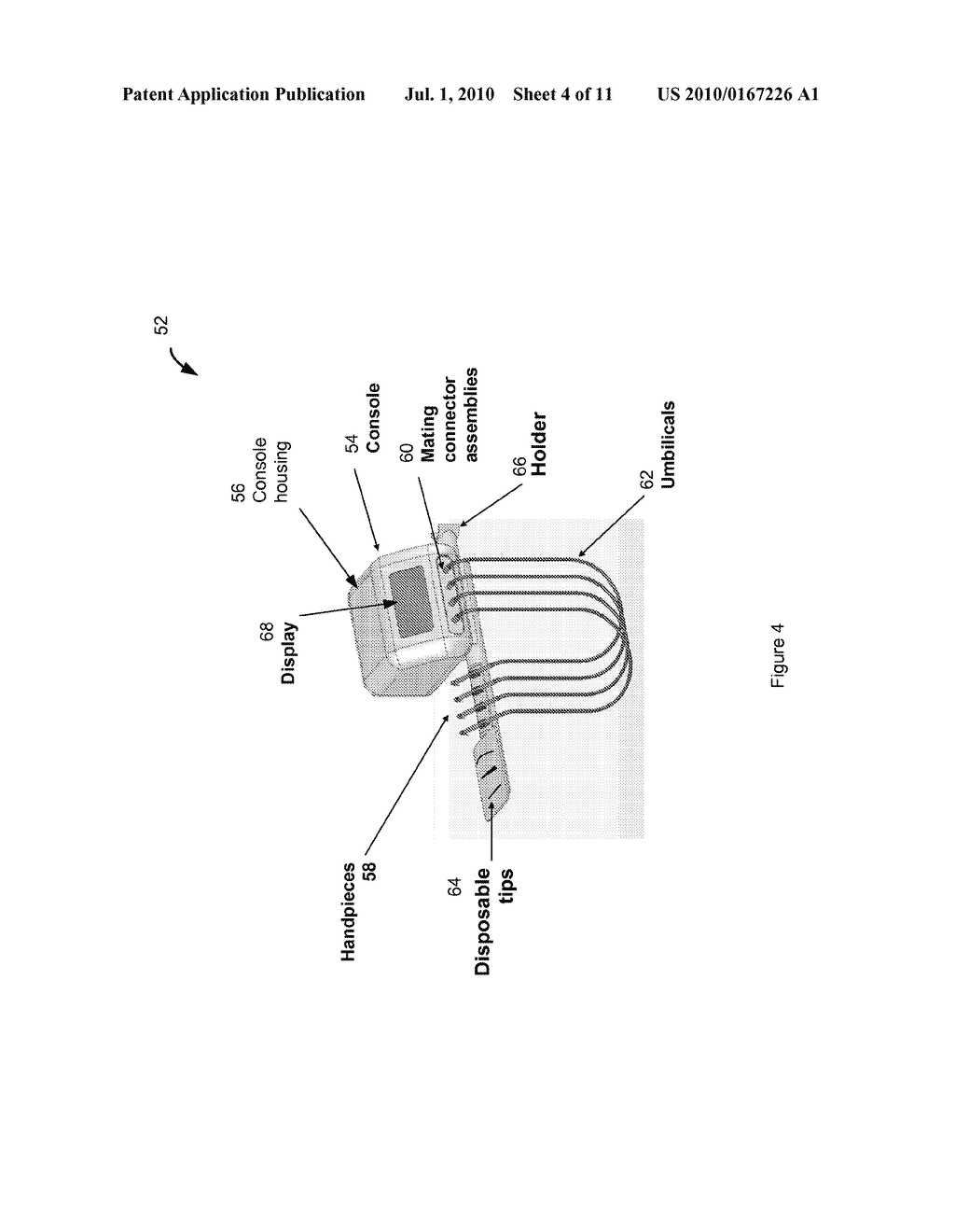 SYSTEM AND METHOD FOR DENTAL APPLICATIONS WITHOUT OPTICAL CONNECTORS IN CONSOLE, AND HANDPIECE ASSEMBLY THEREFOR - diagram, schematic, and image 05