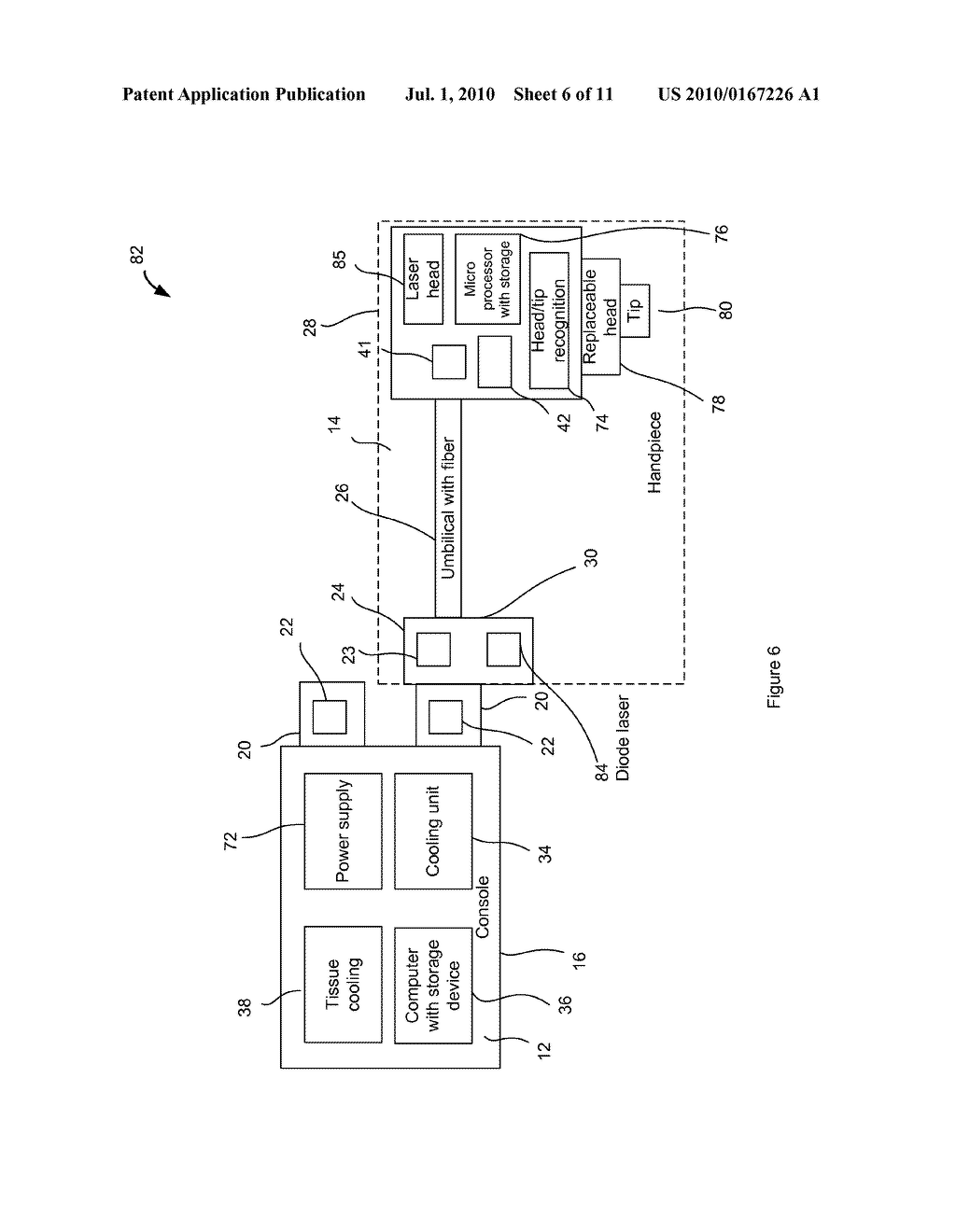 SYSTEM AND METHOD FOR DENTAL APPLICATIONS WITHOUT OPTICAL CONNECTORS IN CONSOLE, AND HANDPIECE ASSEMBLY THEREFOR - diagram, schematic, and image 07