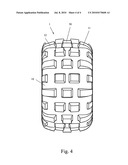 Tire with asymmetric tread profile diagram and image