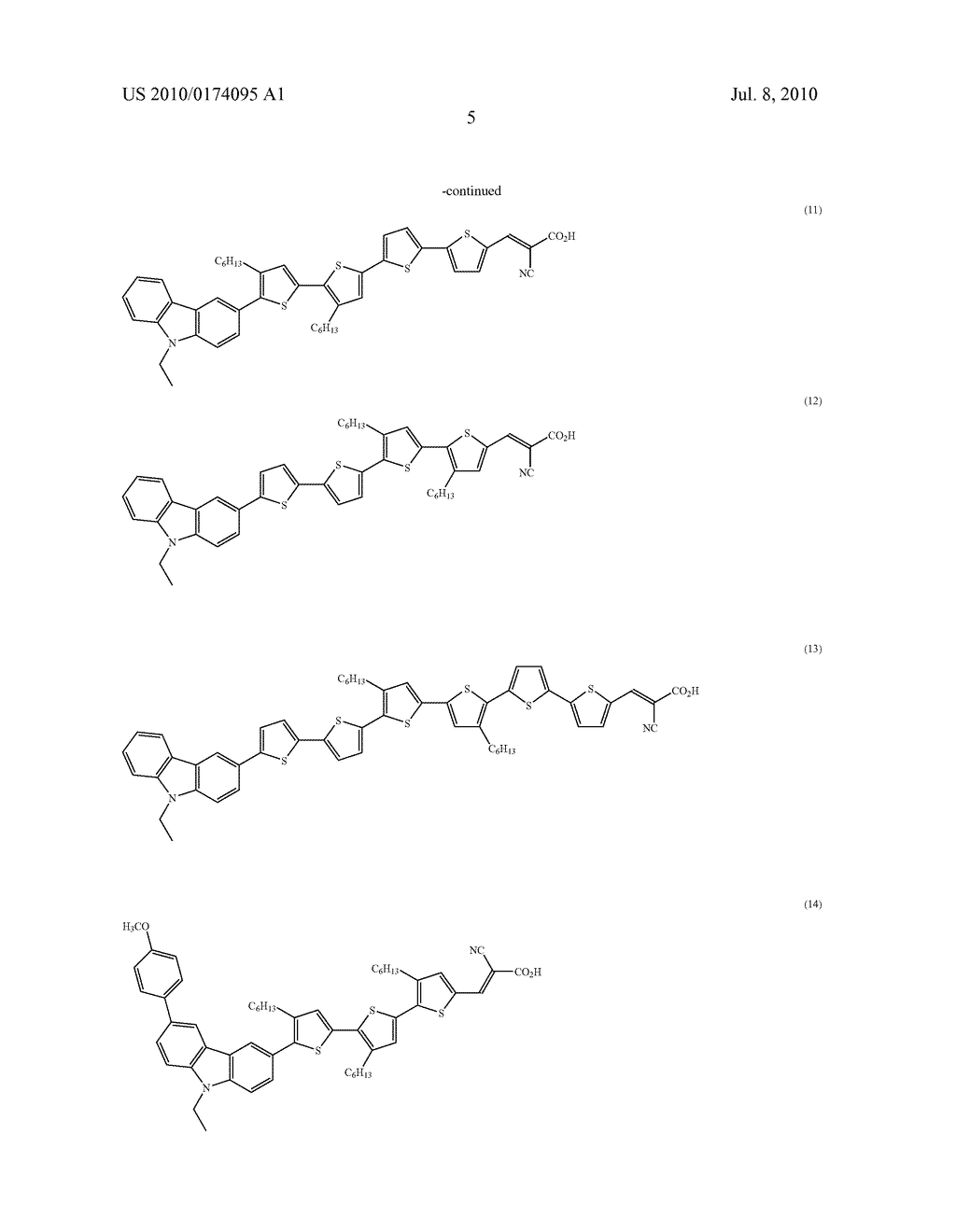 ORGANIC COMPOUND, SEMICONDUCTOR FILM ELECTRODE EMPLOYING THE ORGANIC COMPOUND, PHOTOELECTRIC CONVERSION ELEMENT EMPLOYING THE ORGANIC COMPOUND, AND PHOTOELECTROCHEMICAL SOLAR CELL EMPLOYING THE ORGANIC COMPOUND - diagram, schematic, and image 07