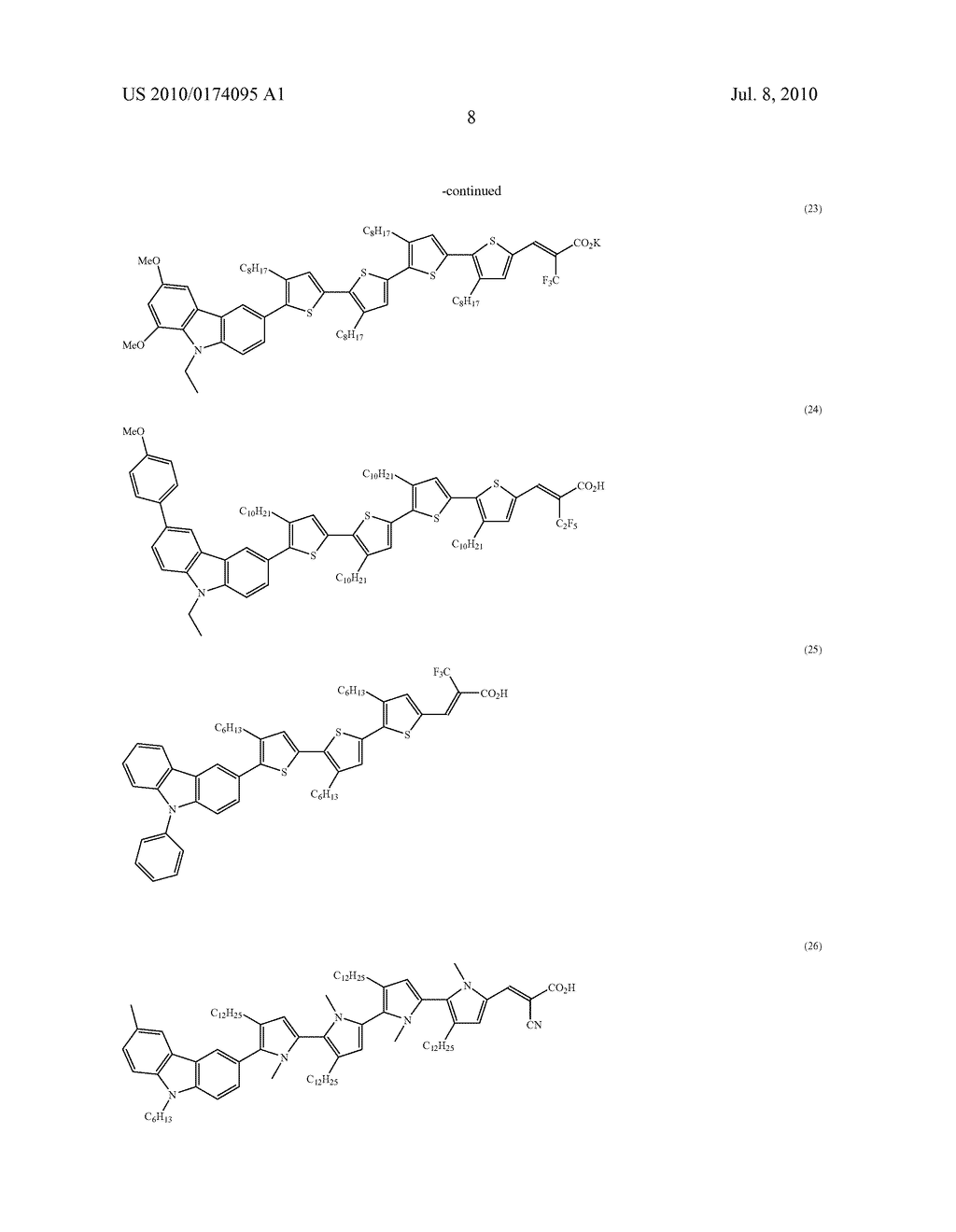 ORGANIC COMPOUND, SEMICONDUCTOR FILM ELECTRODE EMPLOYING THE ORGANIC COMPOUND, PHOTOELECTRIC CONVERSION ELEMENT EMPLOYING THE ORGANIC COMPOUND, AND PHOTOELECTROCHEMICAL SOLAR CELL EMPLOYING THE ORGANIC COMPOUND - diagram, schematic, and image 10