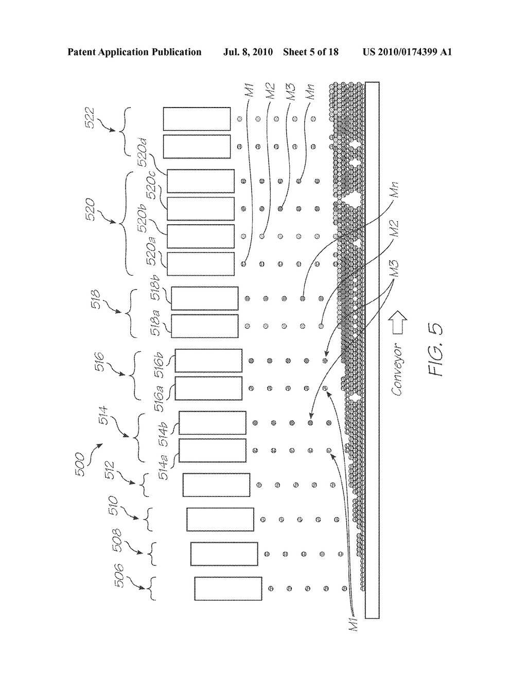 VOLUME ELEMENT PRINTING SYSTEM WITH PRINTHEAD GROUPS OF VARYING VERTICAL DISPLACEMENT FROM SUBSTRATE - diagram, schematic, and image 06