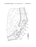 DEVICE FOR A PAVEMENT MANHOLE WITH A SUPPORT FRAME FOR CLOSING A PANEL HINGED ON THE FRAME USING PERMANENT ARTICULATION MEANS diagram and image