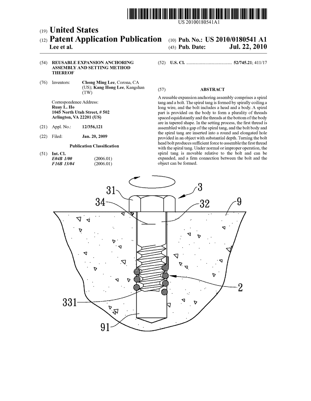  Reusable Expansion Anchoring Assembly and Setting Method Thereof - diagram, schematic, and image 01