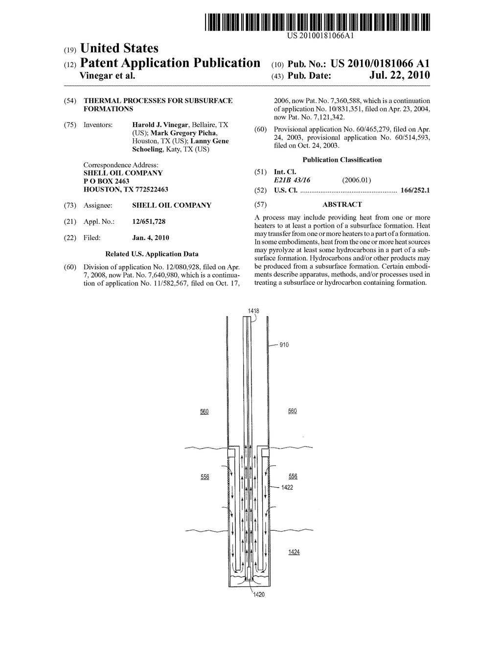 THERMAL PROCESSES FOR SUBSURFACE FORMATIONS - diagram, schematic, and image 01