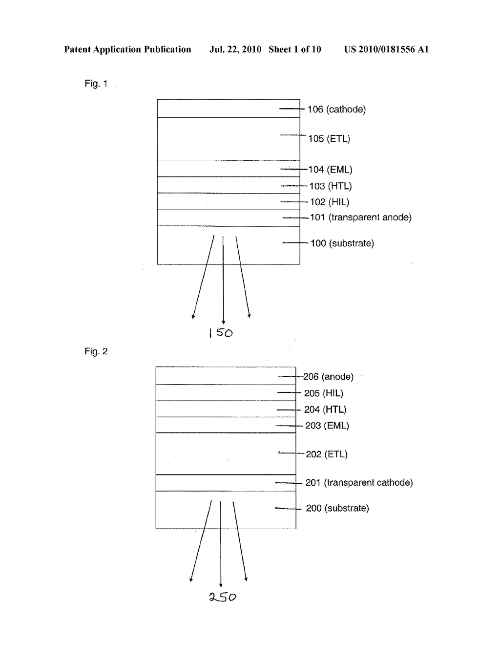 ORGANIC ELECTRONIC DEVICE WITH LOW-REFLECTANCE ELECTRODE - diagram, schematic, and image 02