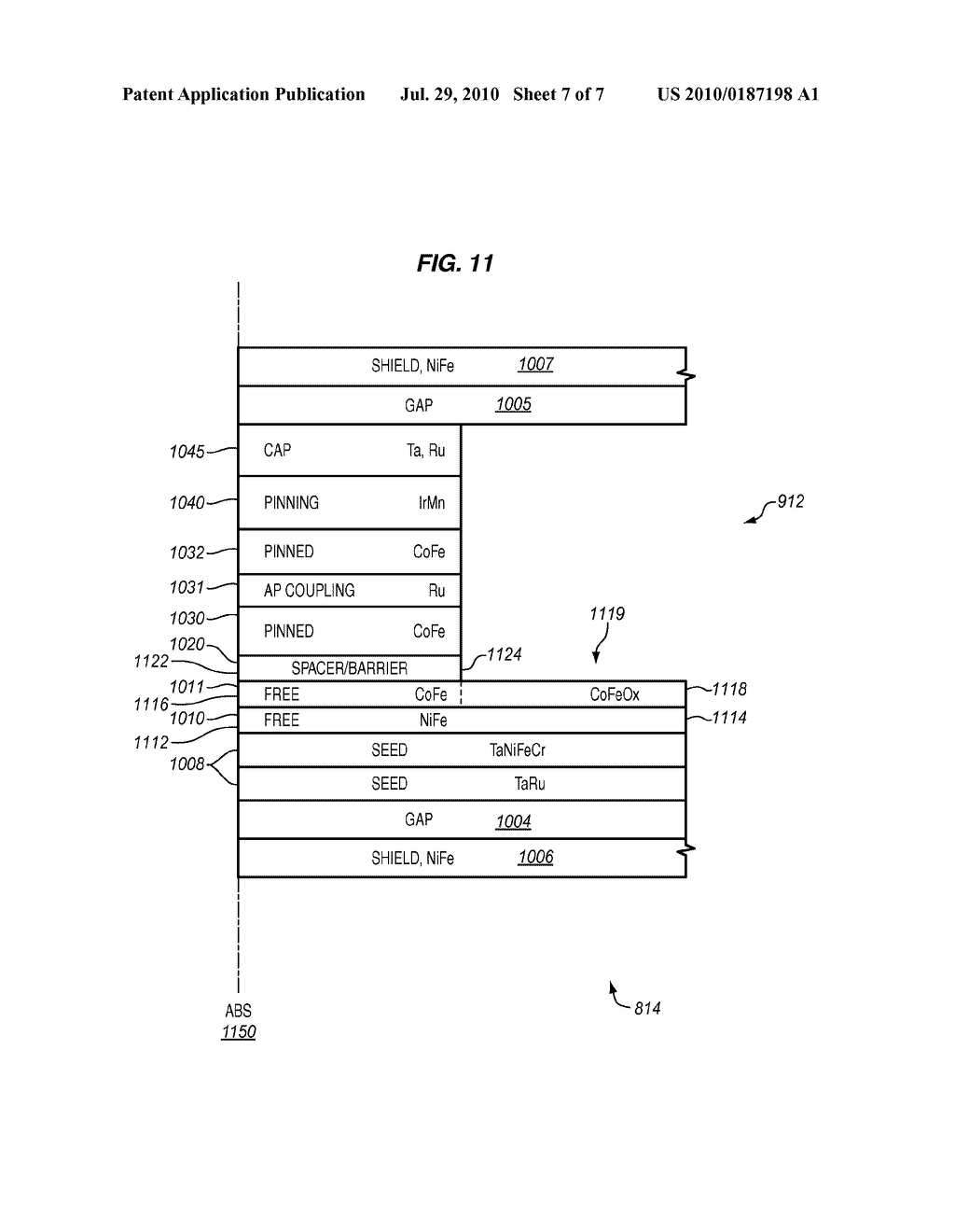 MAGNETORESISTIVE (MR) ELEMENT HAVING A CONTINUOUS FLUX GUIDE DEFINED BY THE FREE LAYER - diagram, schematic, and image 08