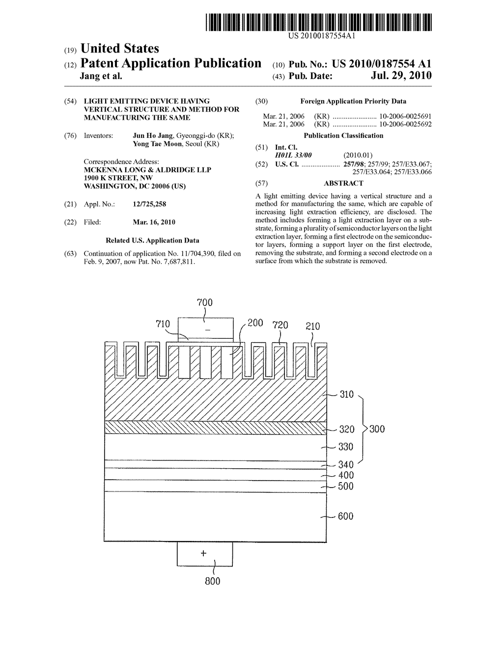 LIGHT EMITTING DEVICE HAVING VERTICAL STRUCTURE AND METHOD FOR MANUFACTURING THE SAME - diagram, schematic, and image 01