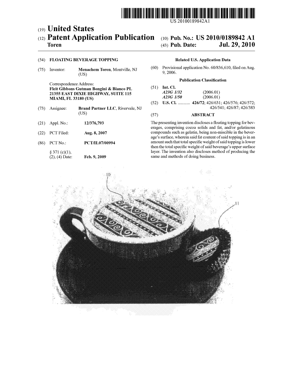 FLOATING BEVERAGE TOPPING - diagram, schematic, and image 01