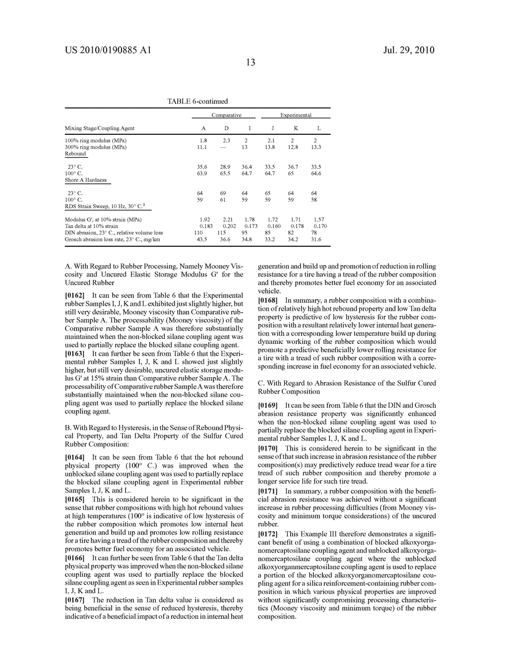 TIRE WITH RUBBER COMPONENT CONTAINING SILICA AND USE OF COMBINATION OF BLOCKED AND UNBLOCKED ALKOXYORGANOMERCAPTOSILANE COUPLING AGENTS - diagram, schematic, and image 14