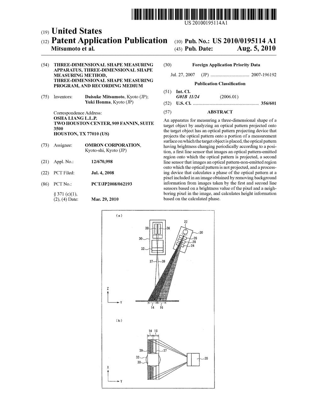 THREE-DIMENSIONAL SHAPE MEASURING APPARATUS, THREE-DIMENSIONAL SHAPE MEASURING METHOD, THREE-DIMENSIONAL SHAPE MEASURING PROGRAM, AND RECORDING MEDIUM - diagram, schematic, and image 01