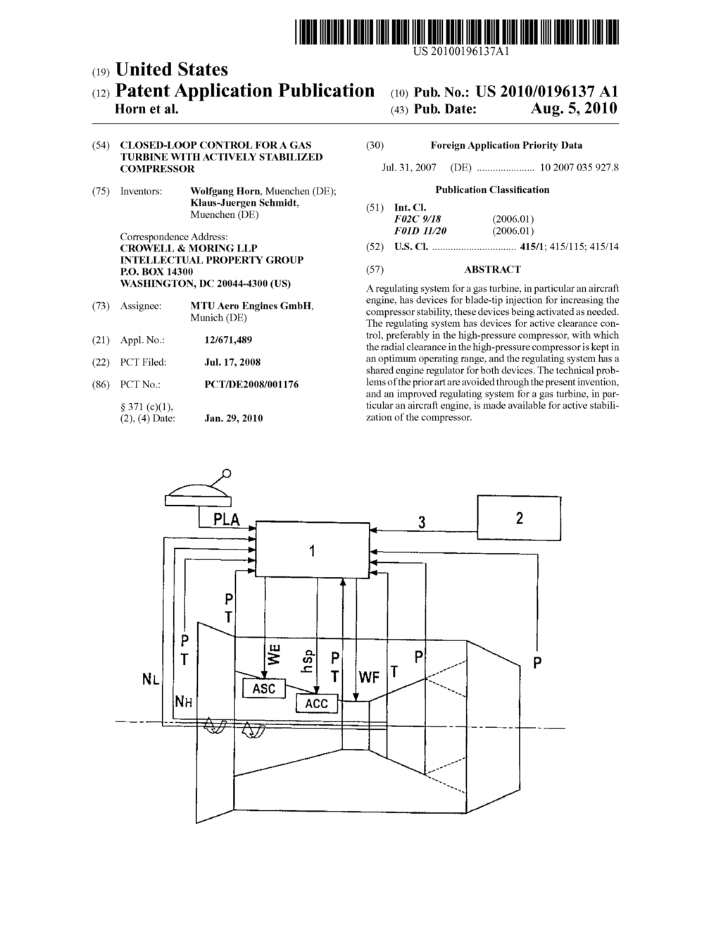 CLOSED-LOOP CONTROL FOR A GAS TURBINE WITH ACTIVELY STABILIZED COMPRESSOR - diagram, schematic, and image 01