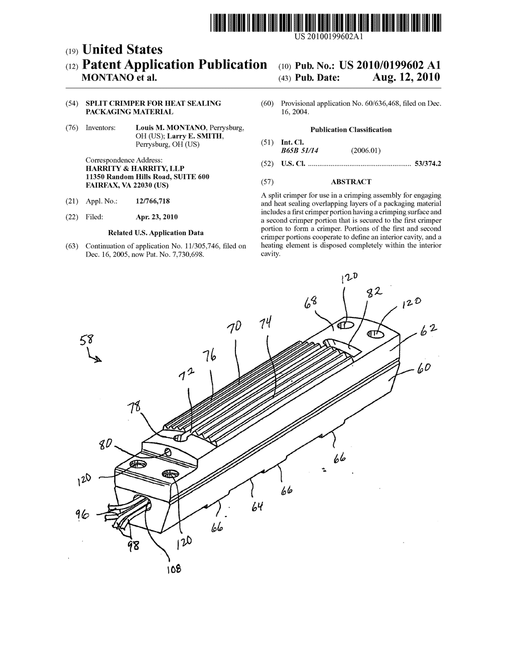 SPLIT CRIMPER FOR HEAT SEALING PACKAGING MATERIAL - diagram, schematic, and image 01