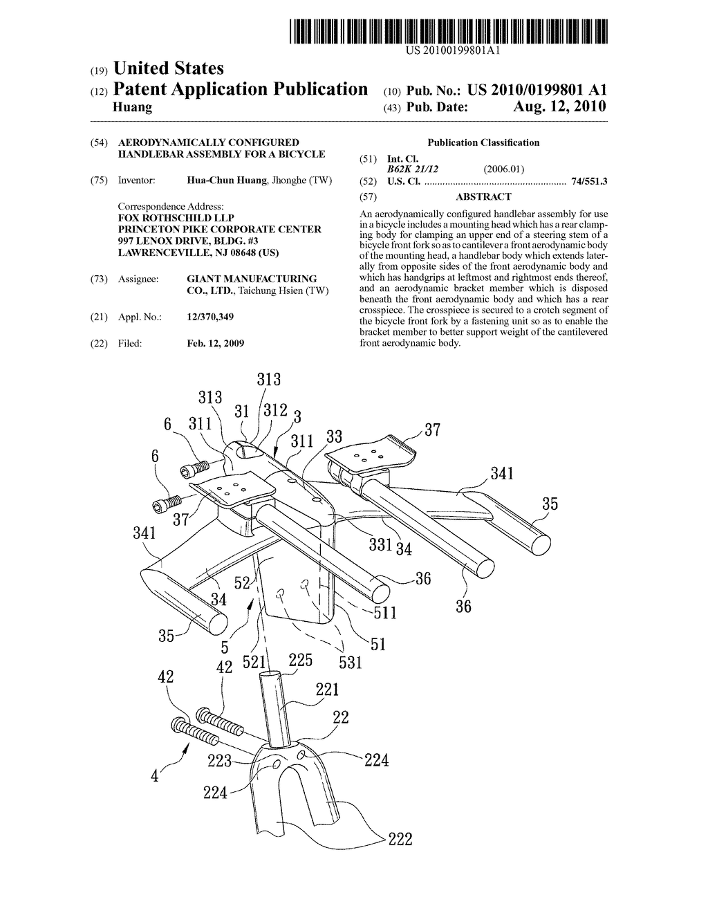 AERODYNAMICALLY CONFIGURED HANDLEBAR ASSEMBLY FOR A BICYCLE - diagram, schematic, and image 01