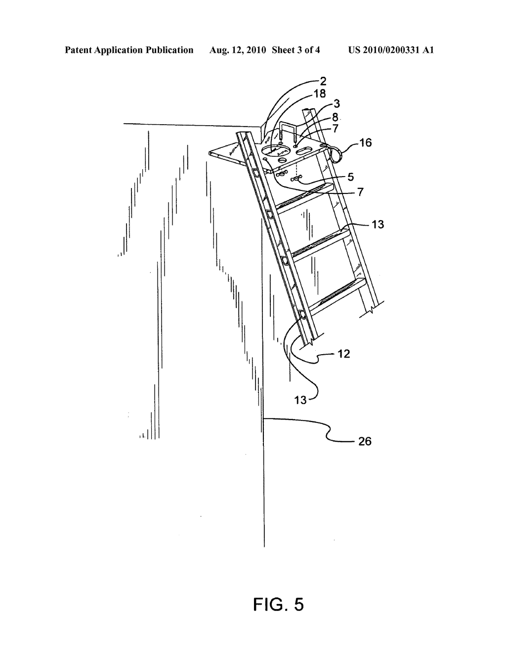 Toolshelf for extension ladder - diagram, schematic, and image 04