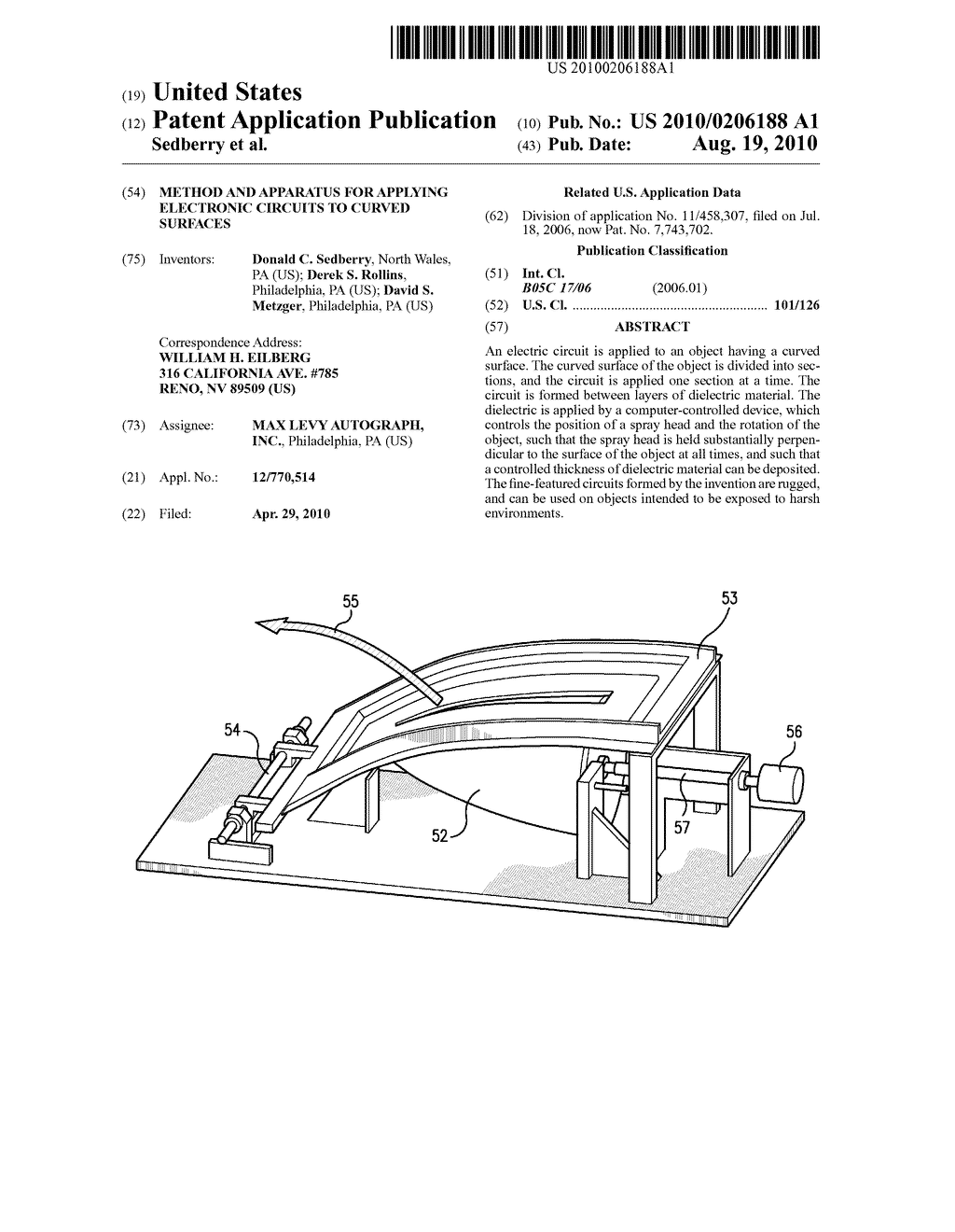METHOD AND APPARATUS FOR APPLYING ELECTRONIC CIRCUITS TO CURVED SURFACES - diagram, schematic, and image 01