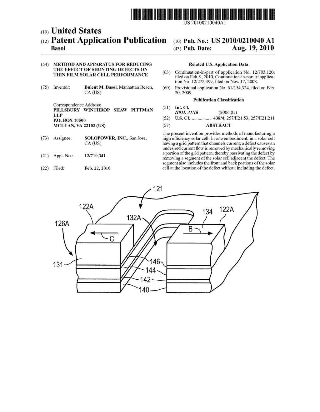 Method and apparatus for reducing the effect of shunting defects on thin film solar cell performance - diagram, schematic, and image 01