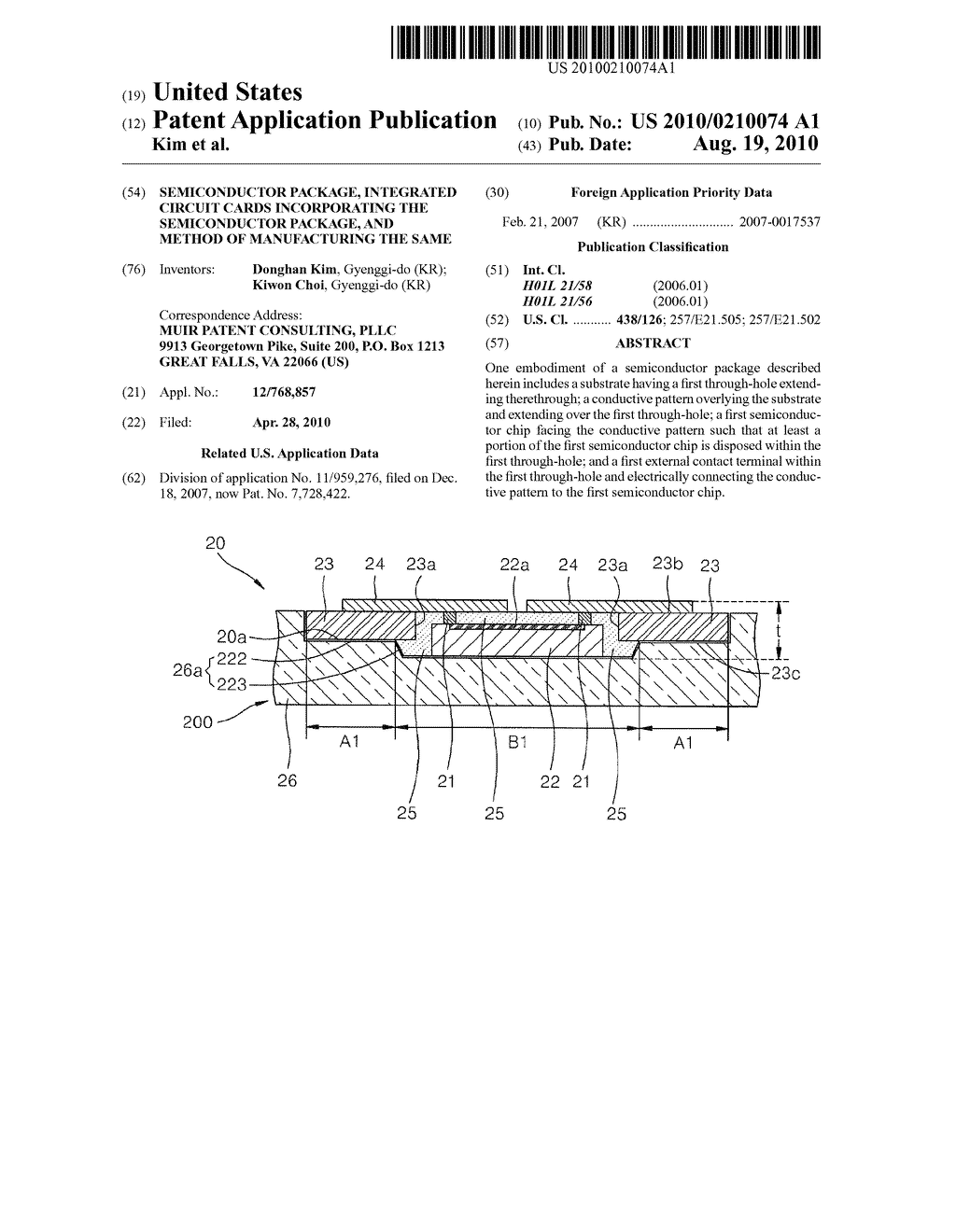 SEMICONDUCTOR PACKAGE, INTEGRATED CIRCUIT CARDS INCORPORATING THE SEMICONDUCTOR PACKAGE, AND METHOD OF MANUFACTURING THE SAME - diagram, schematic, and image 01